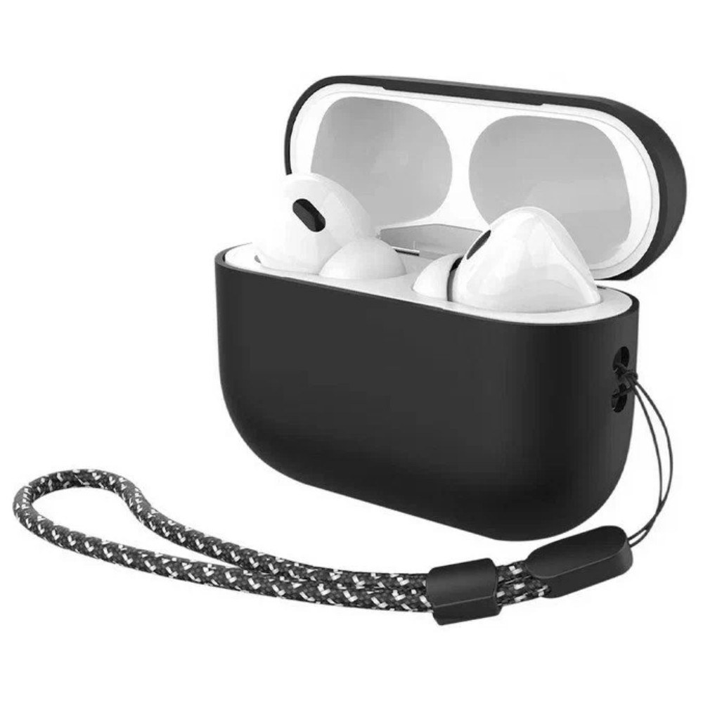 Силиконовый чехол Deppa c ремешком для AirPods Pro 2 Черный