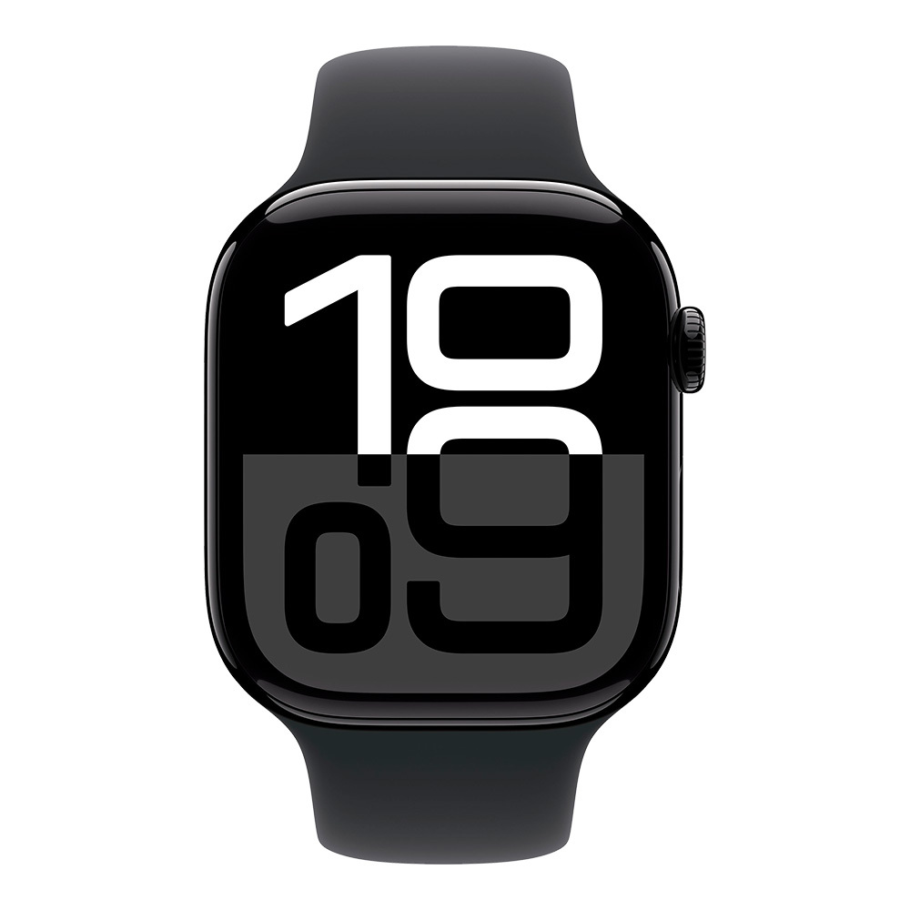 Apple Watch Series 10 GPS 46mm Jet Black Aluminum Case with Black Sport Band S/M