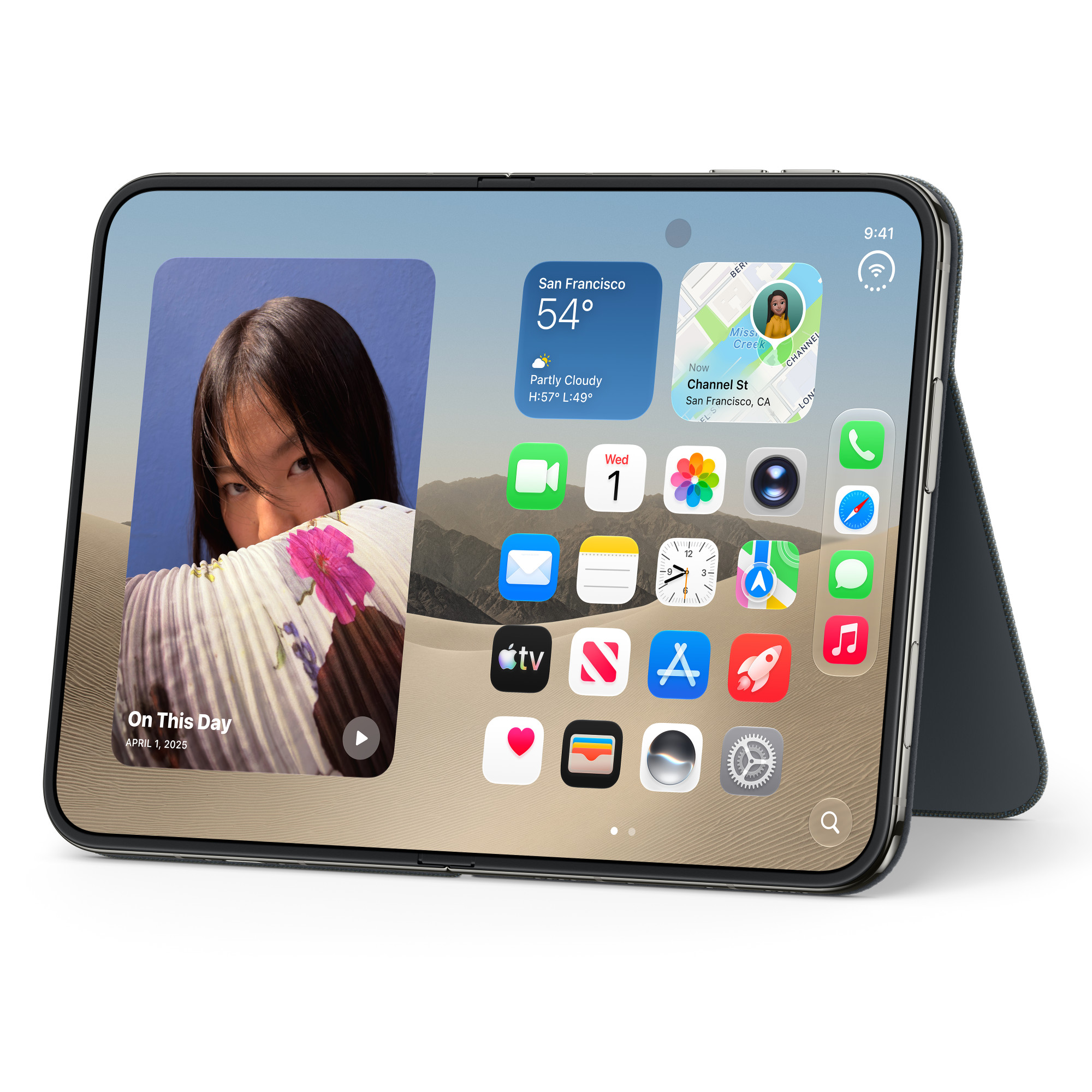 Чехол Folio with Kickstand iPhone Duo Темно-синий