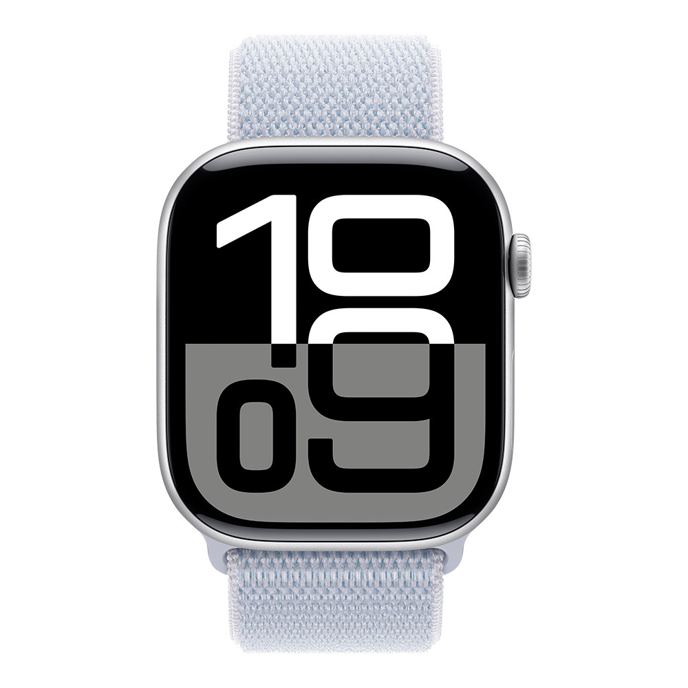 Apple Watch Series 10 GPS 46mm Silver Aluminum Case with Blue Cloud Sport Loop