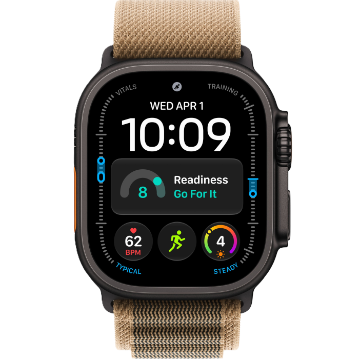 Apple Watch Ultra 4 Black Titanium Case with Desert Alpine Loop S