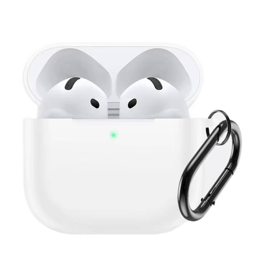 Силиконовый чехол c карабином для AirPods 4 Белый