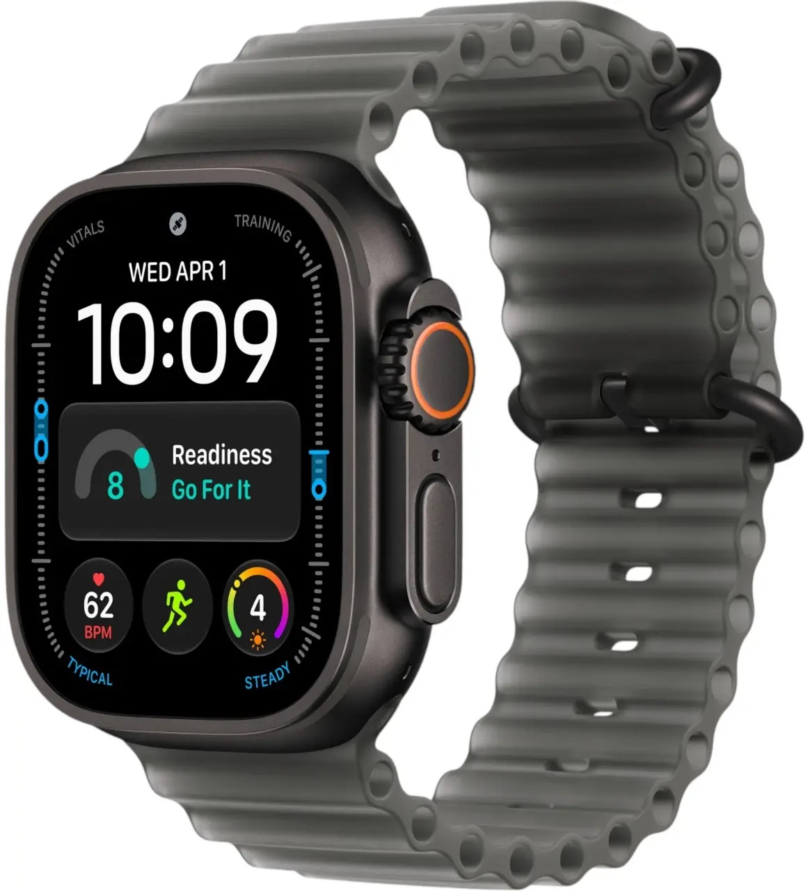 Apple Watch Ultra 4 Black Titanium Case with Translucent Black Ocean Band