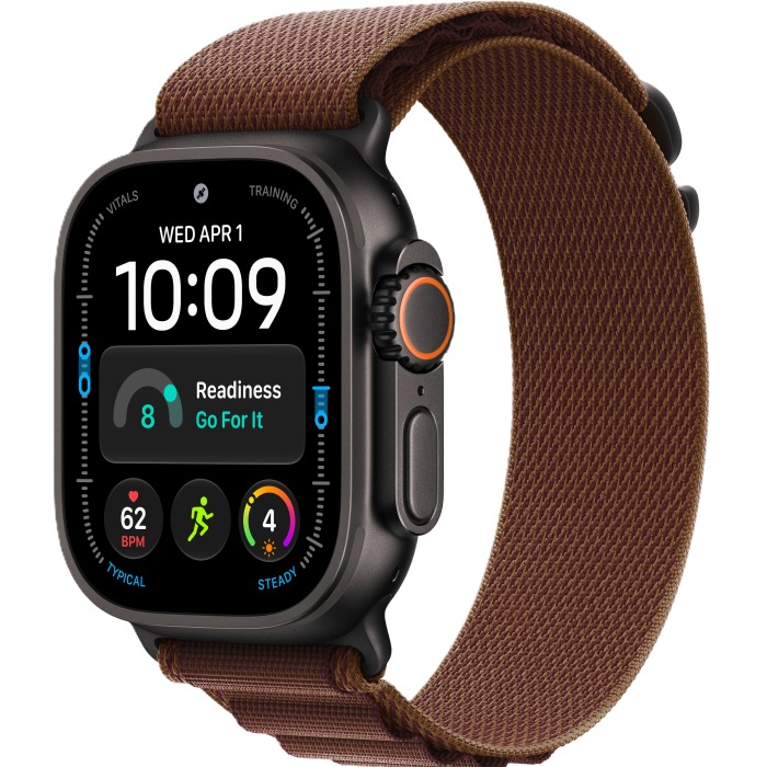 Apple Watch Ultra 4 Black Titanium Case with Burgundy Alpine Loop S
