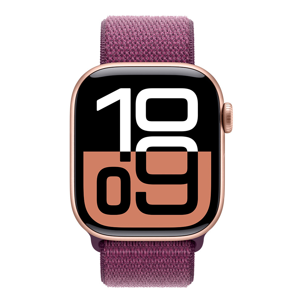 Apple Watch Series 10 GPS 42mm Rose Gold Aluminum Case with Plum Sport Loop
