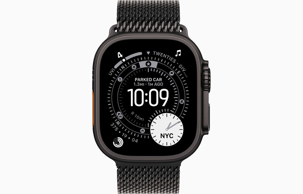 Apple Watch Ultra 3 Black Titanium Case with Titanium Milanese Loop Black L