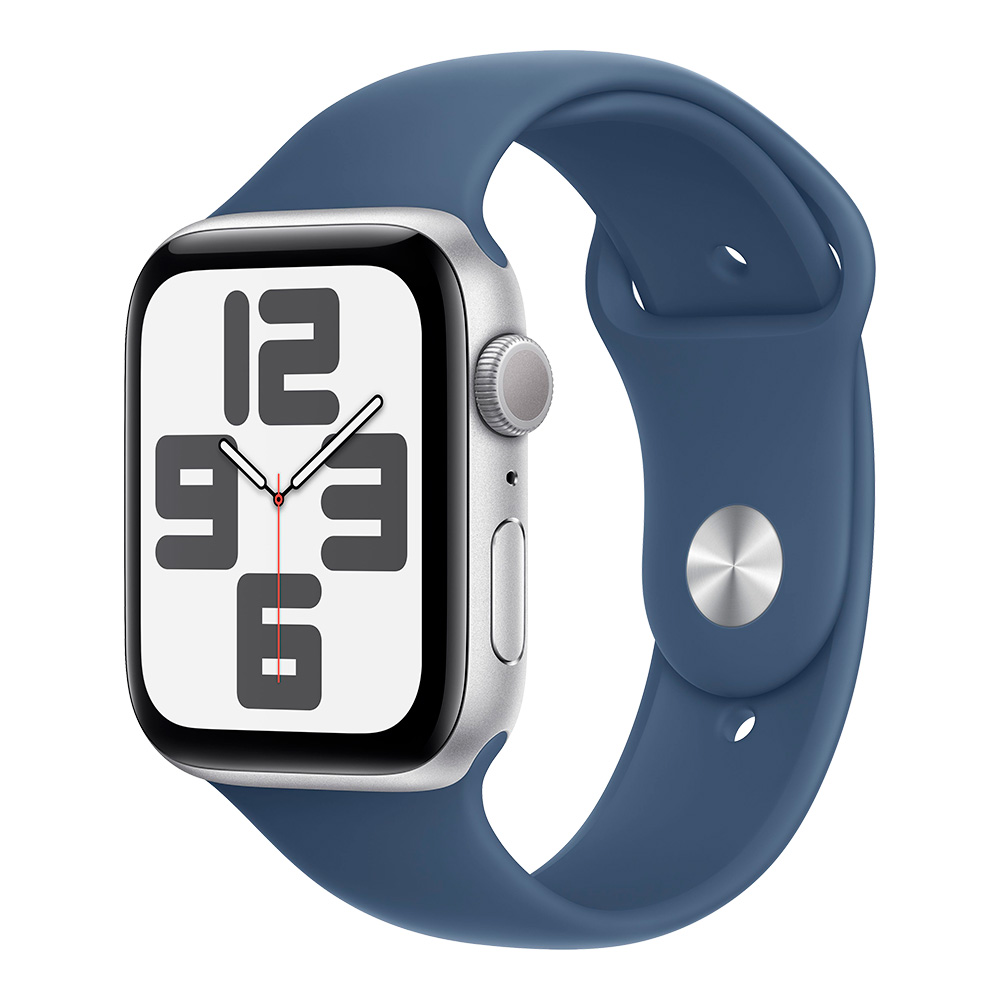 Apple Watch SE 2024 GPS 44mm Silver Aluminum Case with Denim Sport Band M/L