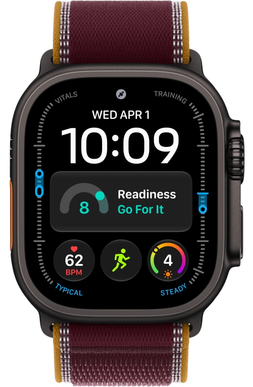 Apple Watch Ultra 4 Black Titanium Case with Burgundy Trail Loop S/M