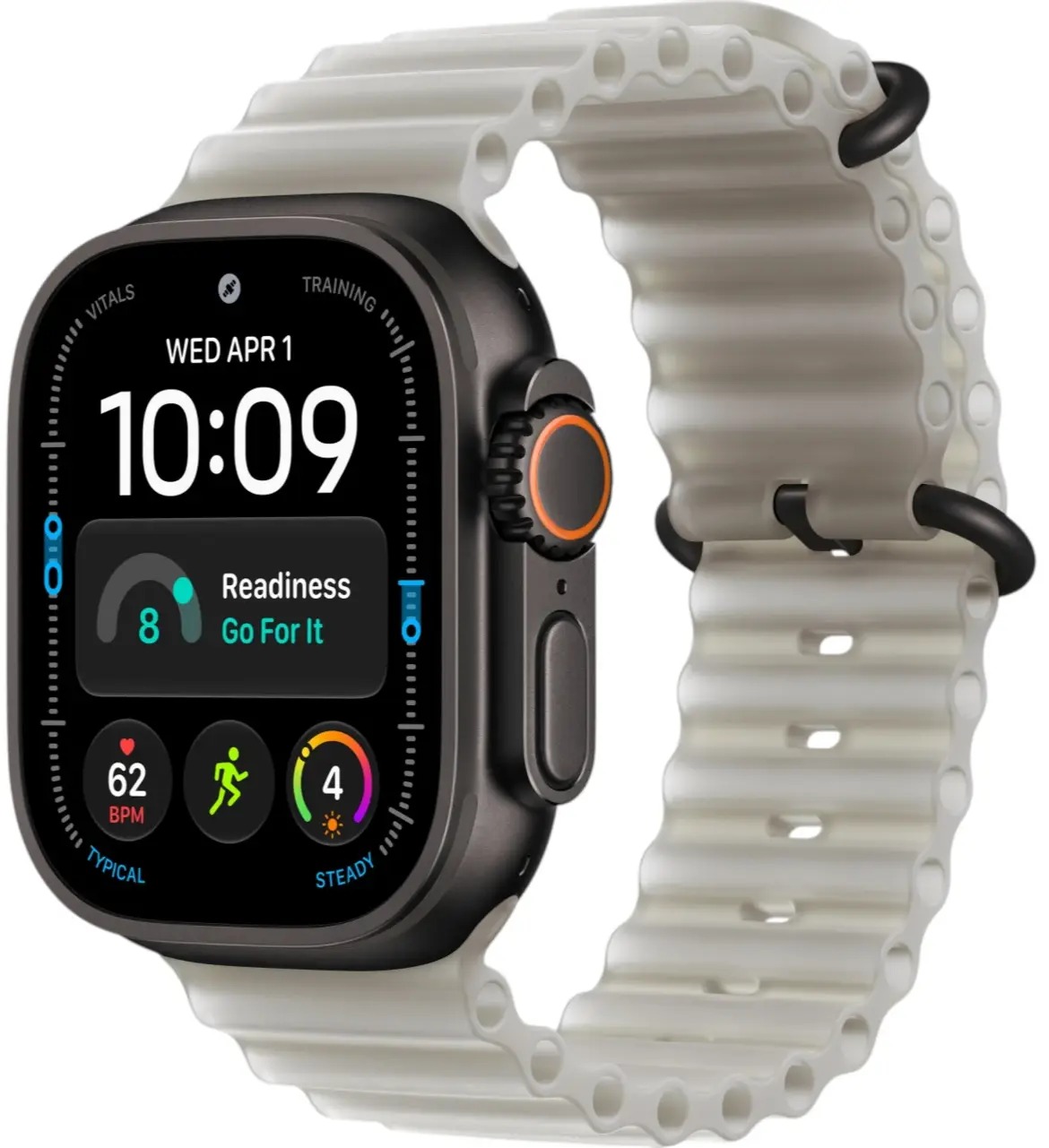 Apple Watch Ultra 4 Black Titanium Case with Translucent Gray Ocean Band