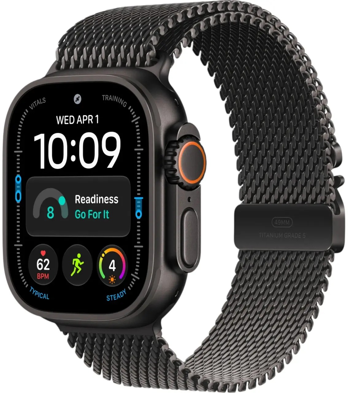 Apple Watch Ultra 4 Black Titanium Case with Black Milanese Loop S