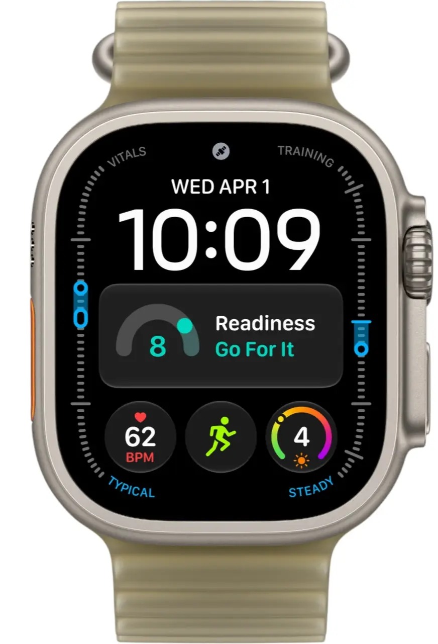 Apple Watch Ultra 4 Natural Titanium Case with Translucent Kelp Ocean Band