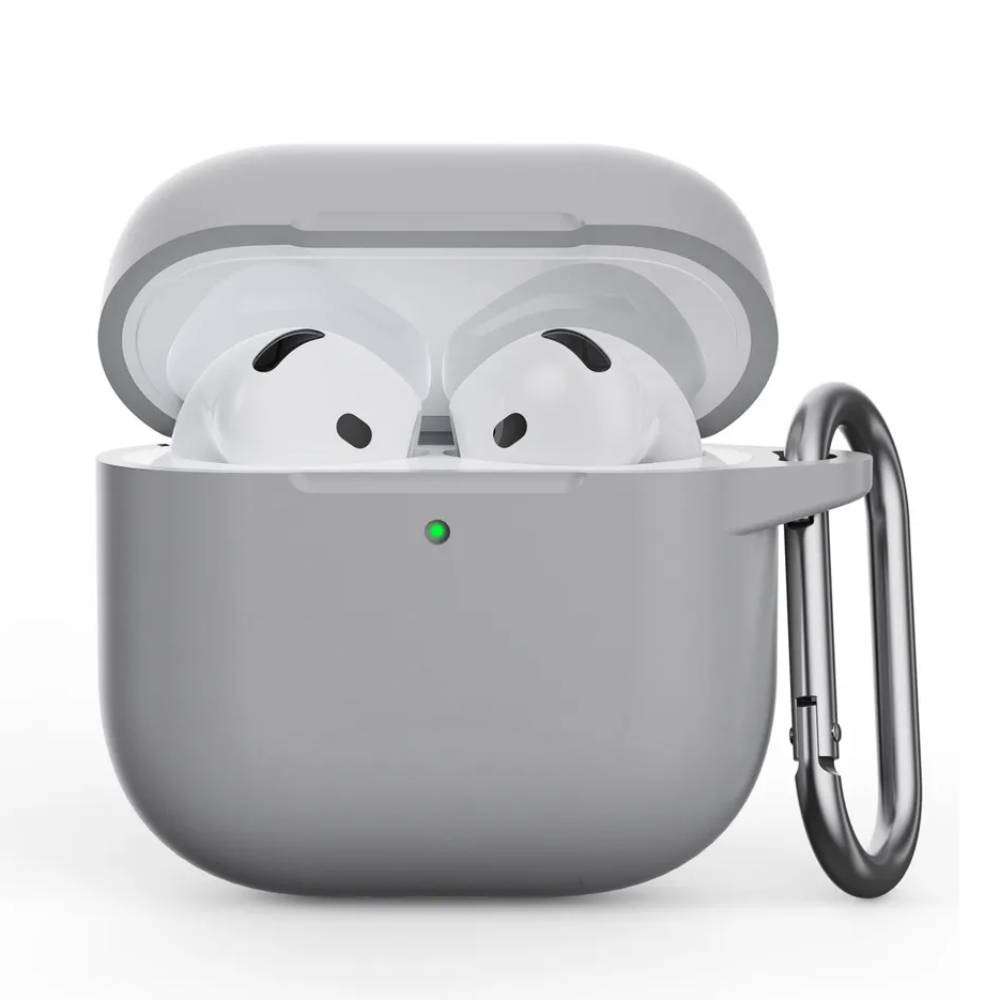 Силиконовый чехол c карабином для AirPods 4 Серый
