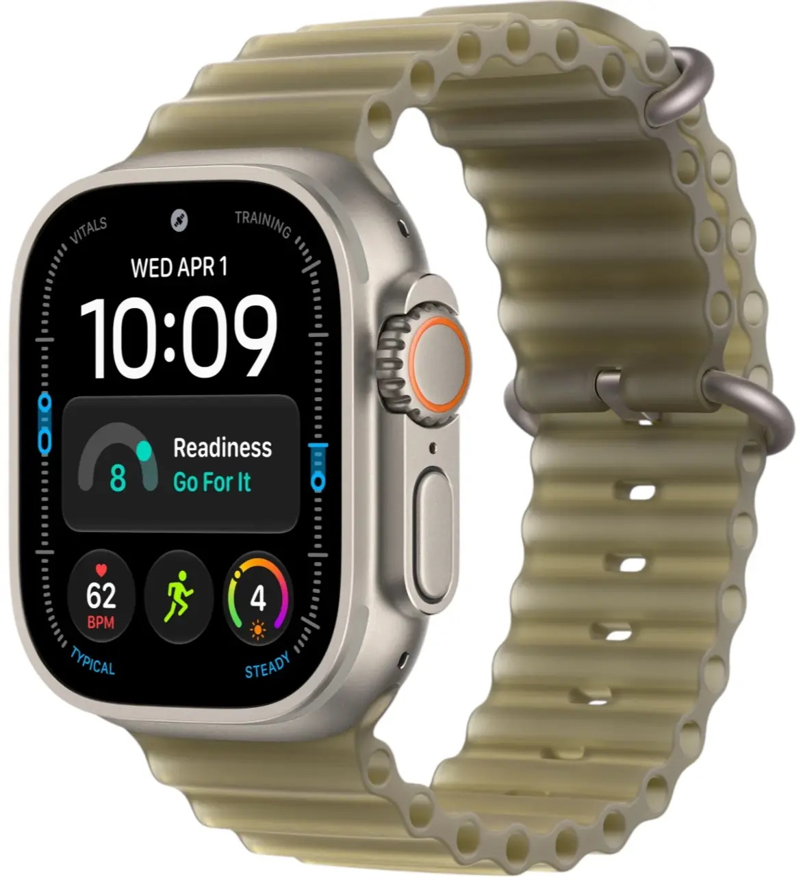 Apple Watch Ultra 4 Natural Titanium Case with Translucent Kelp Ocean Band
