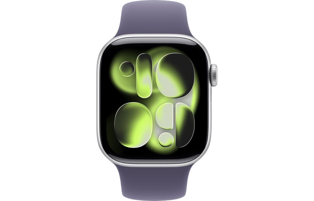 Apple Watch Series 11 GPS 42mm Silver Aluminum Case with Purple Fog Sport Band M/L