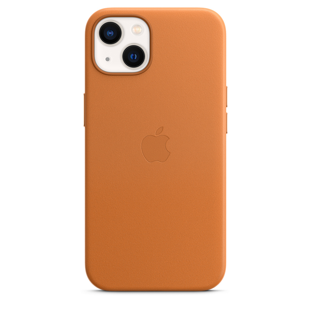 Кожаный чехол для iPhone 13, цвет «золотистая охра»