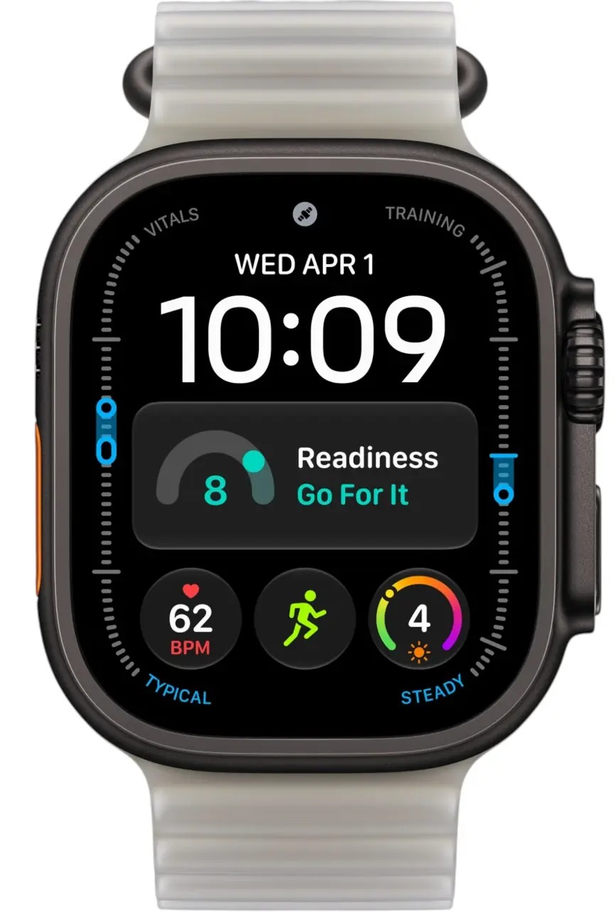 Apple Watch Ultra 4 Black Titanium Case with Translucent Gray Ocean Band