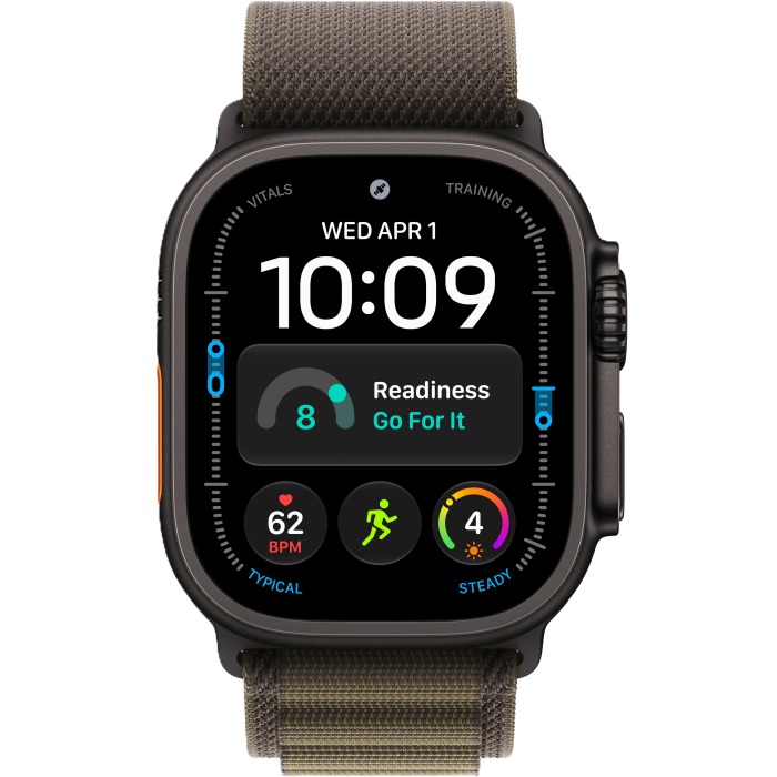 Apple Watch Ultra 4 Black Titanium Case with Dark Olive Alpine Loop S