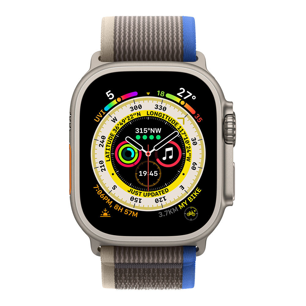 Apple Watch Ultra with Blue/Gray Trail Loop S/M