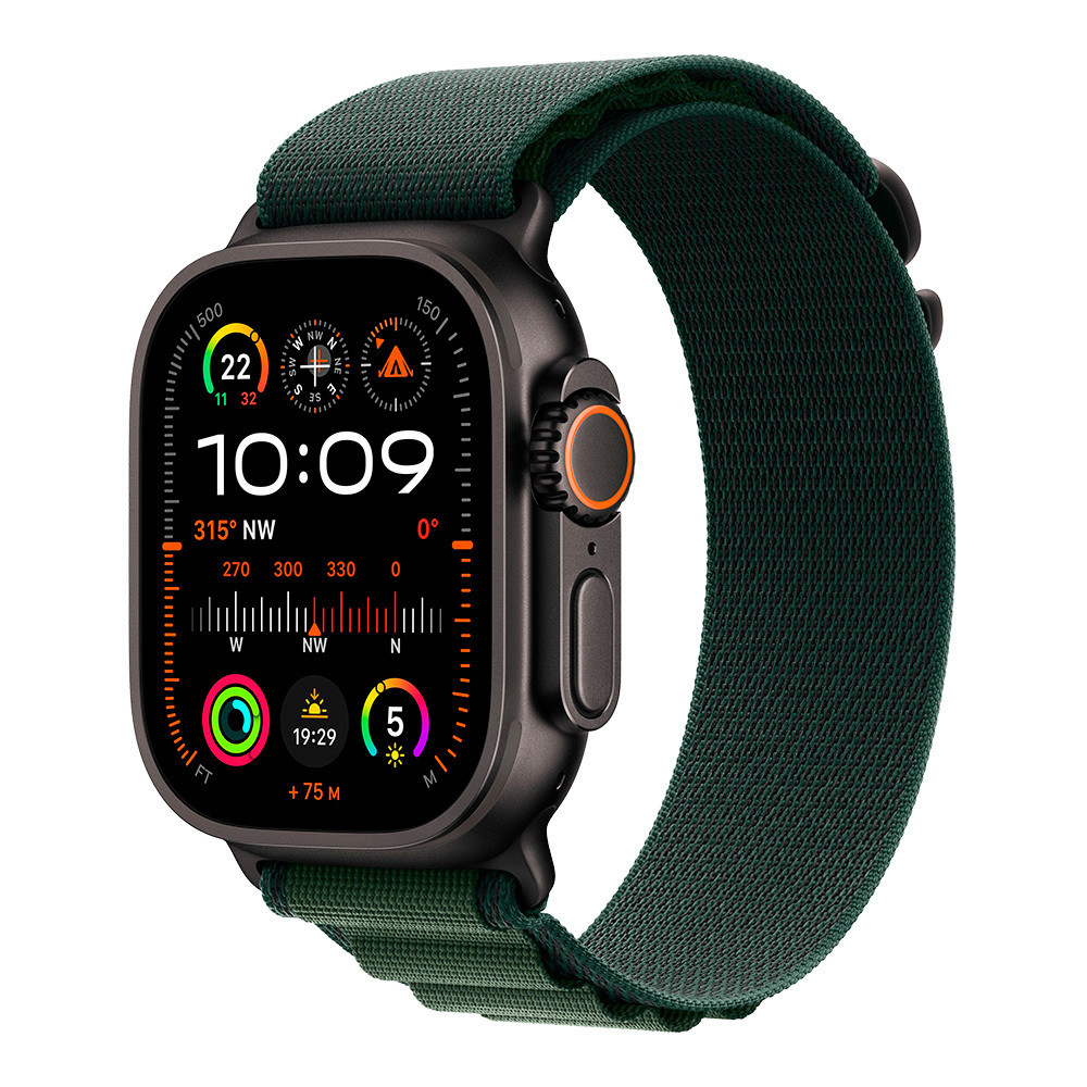 Apple Watch Ultra 2 Black Titanium with Dark Green Alpine Loop L