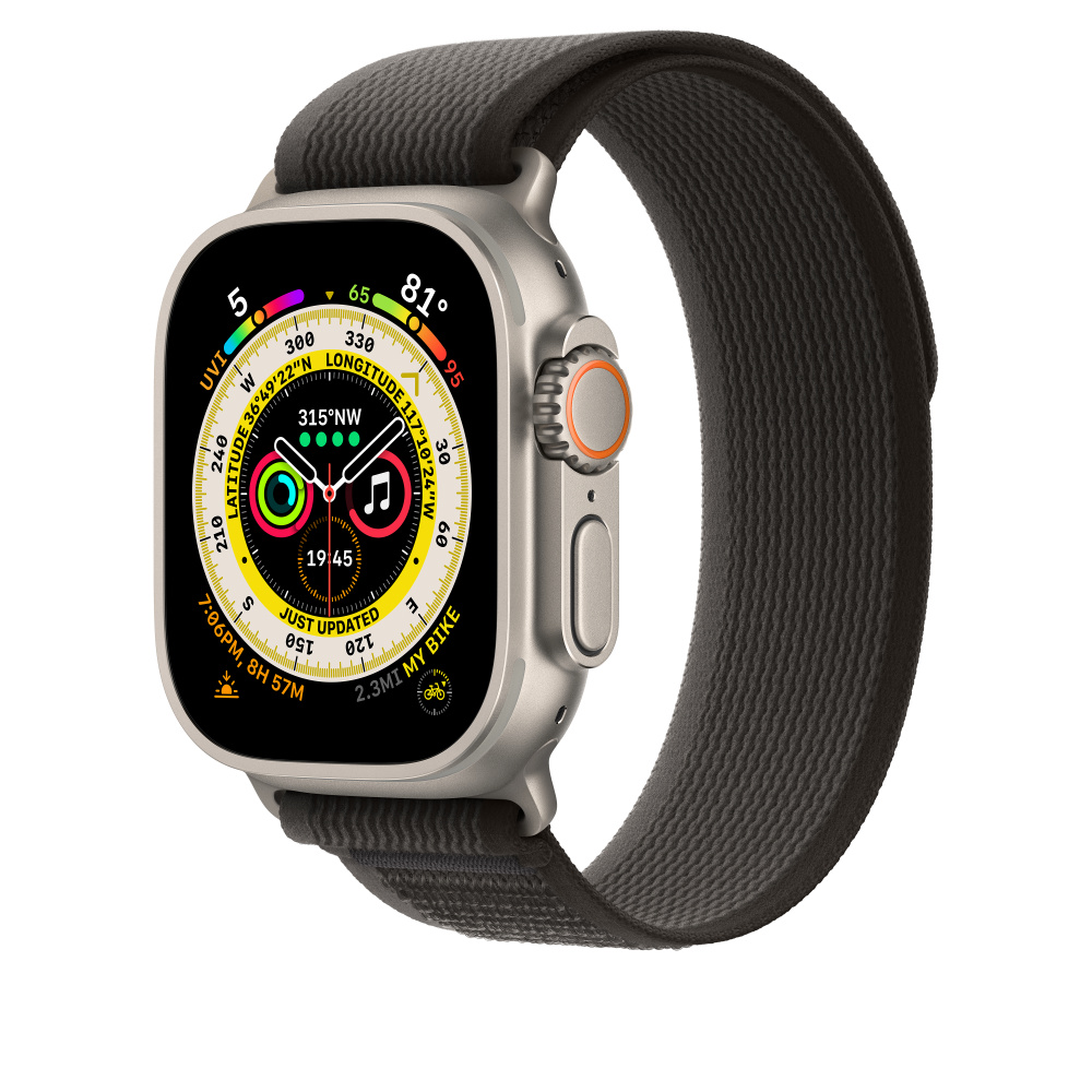 Ремешок для Apple Watch Ultra Trail Loop 49mm Black/Gray - M/L черно-серый