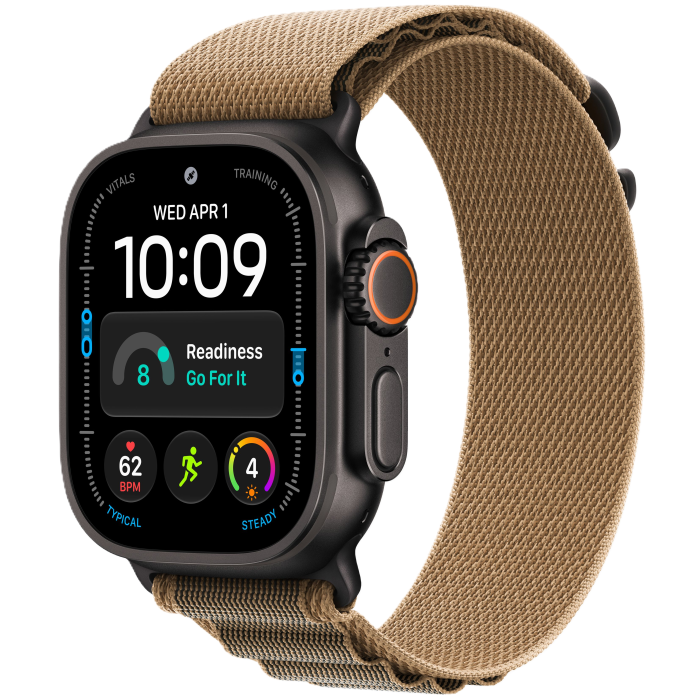 Apple Watch Ultra 4 Black Titanium Case with Desert Alpine Loop S