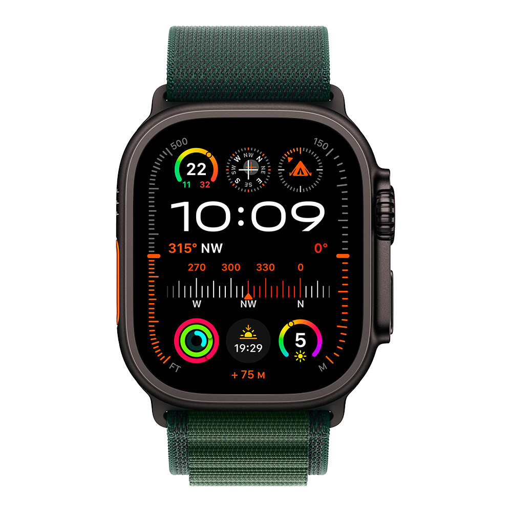 Apple Watch Ultra 2 Black Titanium with Dark Green Alpine Loop L