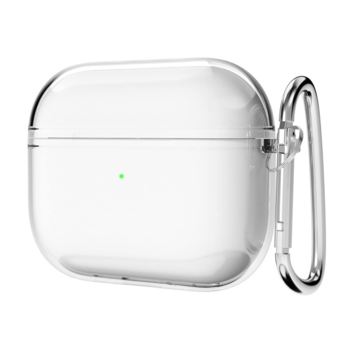 Силиконовый чехол c карабином для AirPods 4 Прозрачный