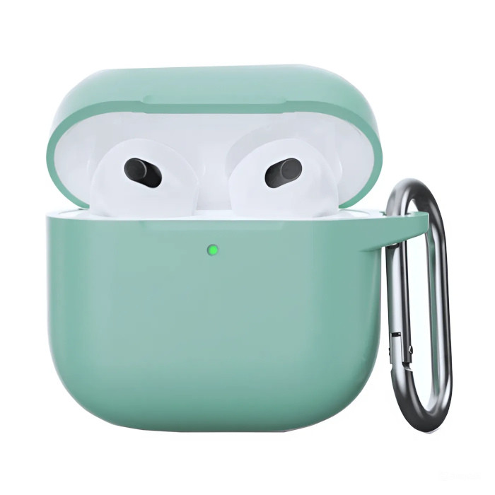 Силиконовый чехол c карабином для AirPods 4 Мятный