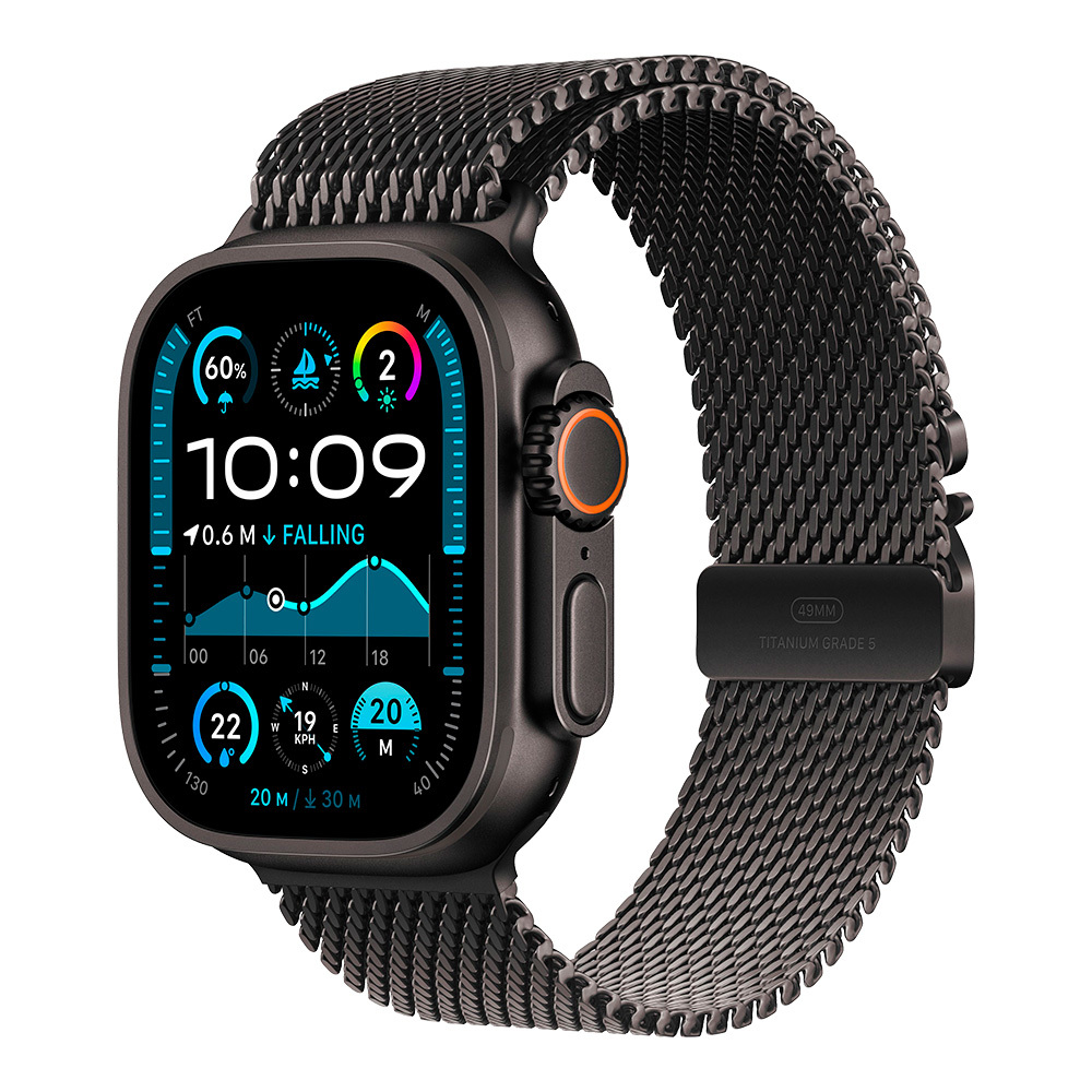 Apple Watch Ultra 2 with Black Titanium Milanese Loop L