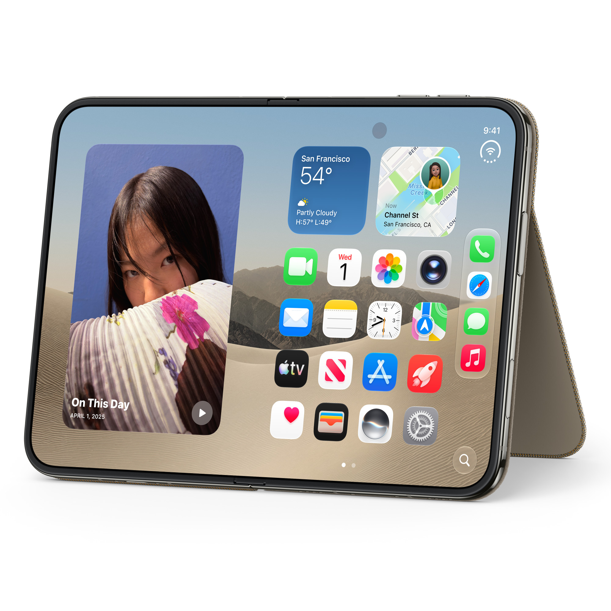 Чехол Folio with Kickstand iPhone Duo Серо-коричневый