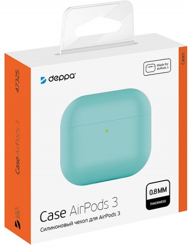 Силиконовый чехол класса Premium для AirPods 3 Deppa (мятный)