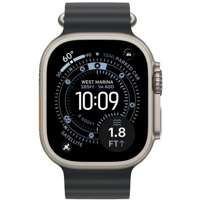 Apple Watch Ultra 3 Natural Titanium Case with Ocean Band Black
