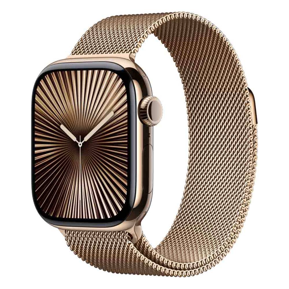 Apple Watch Series 10 GPS+Cellular 46mm Gold Titanium Case with Gold Milanese Loop