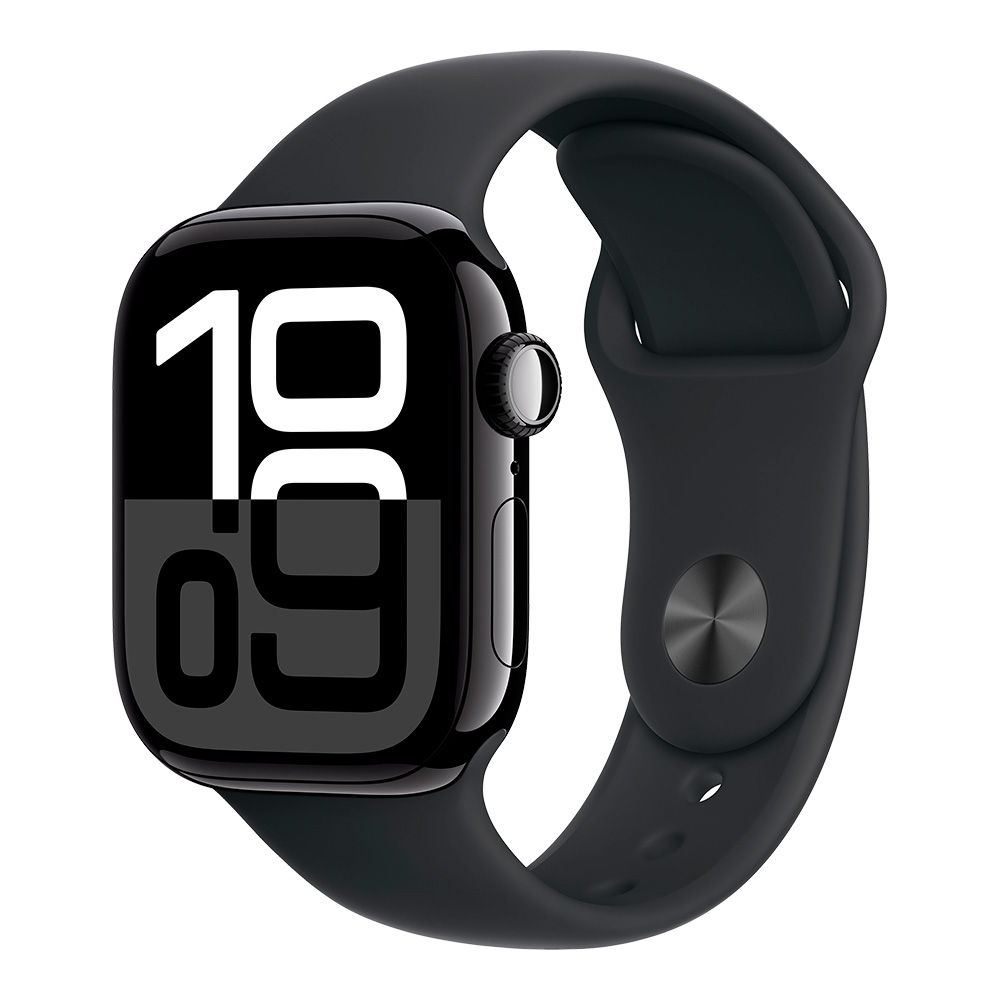 Apple Watch Series 10 GPS 42mm Jet Black Aluminum Case with Black Sport Band S/M