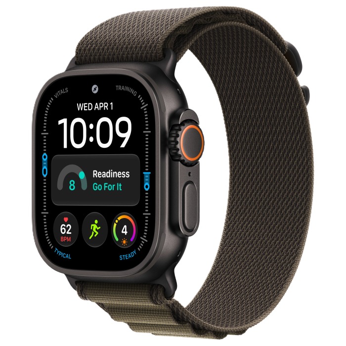 Apple Watch Ultra 4 Black Titanium Case with Dark Olive Alpine Loop S