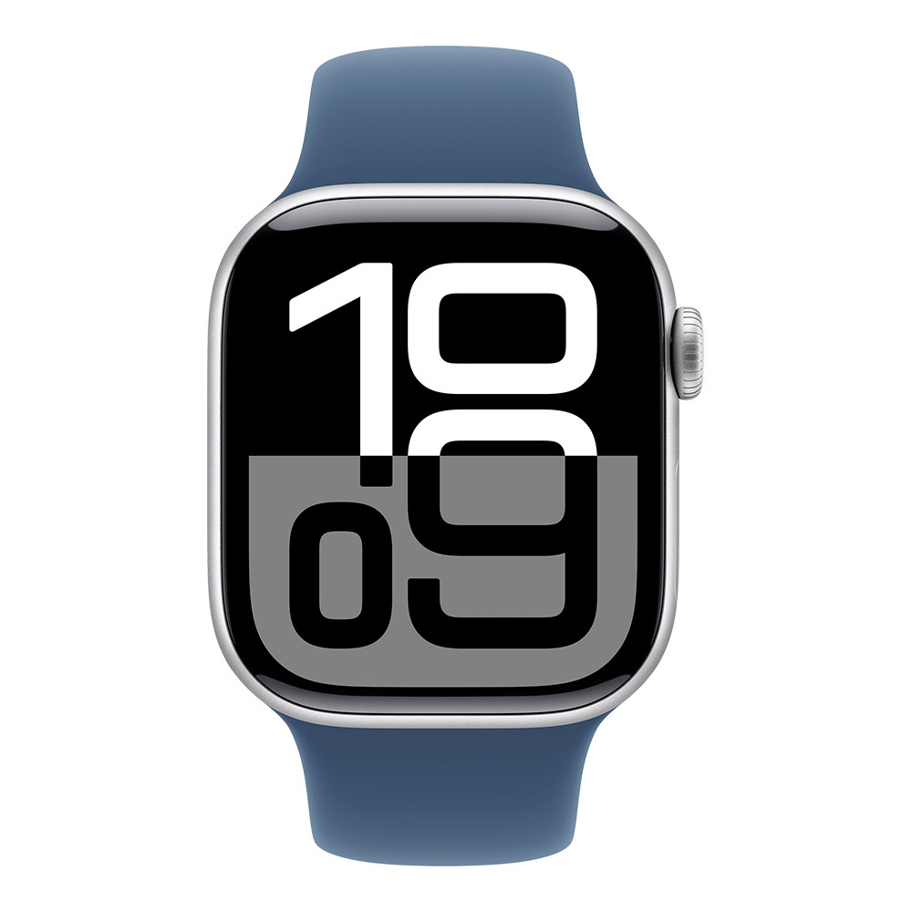 Apple Watch Series 10 GPS 42mm Silver Aluminum Case with Denim Sport Band S/M