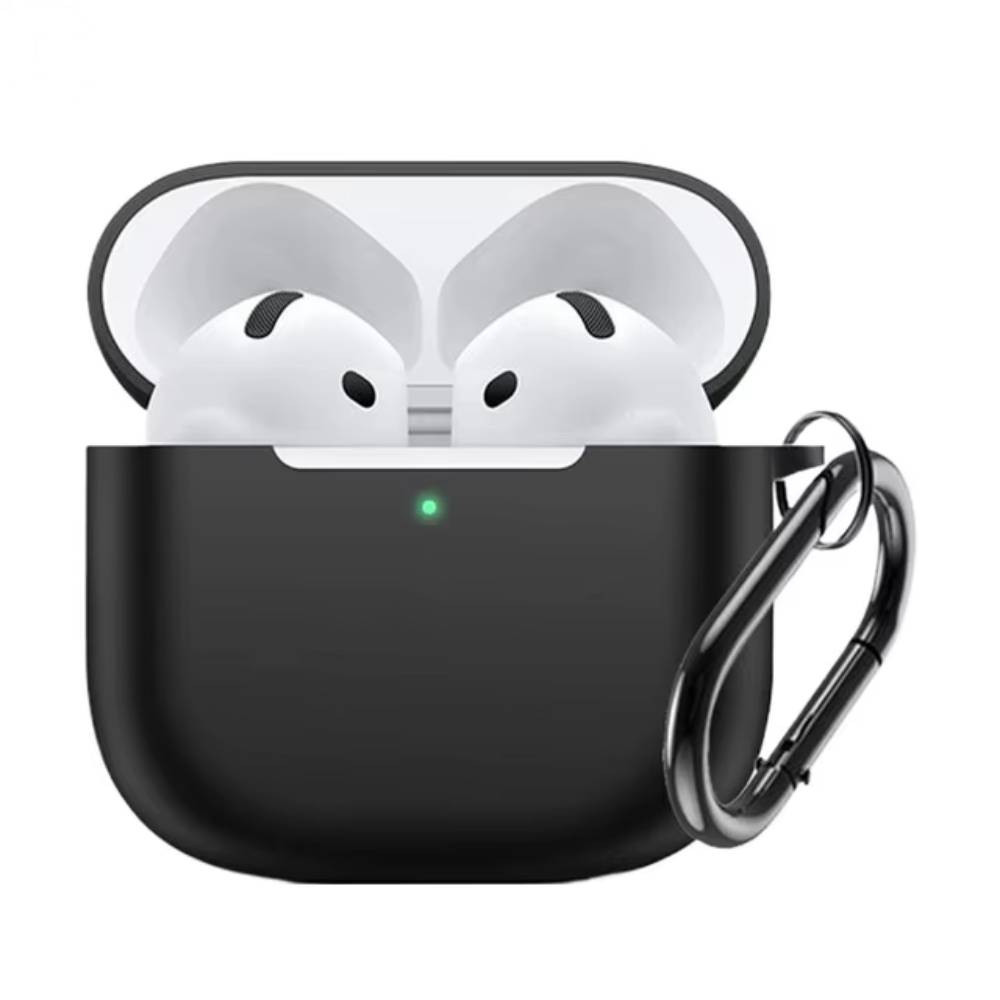 Силиконовый чехол c карабином для AirPods 4 Черный