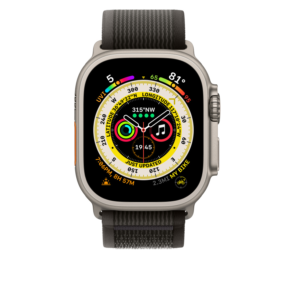 Ремешок для Apple Watch Ultra Trail Loop 49mm Black/Gray - M/L черно-серый
