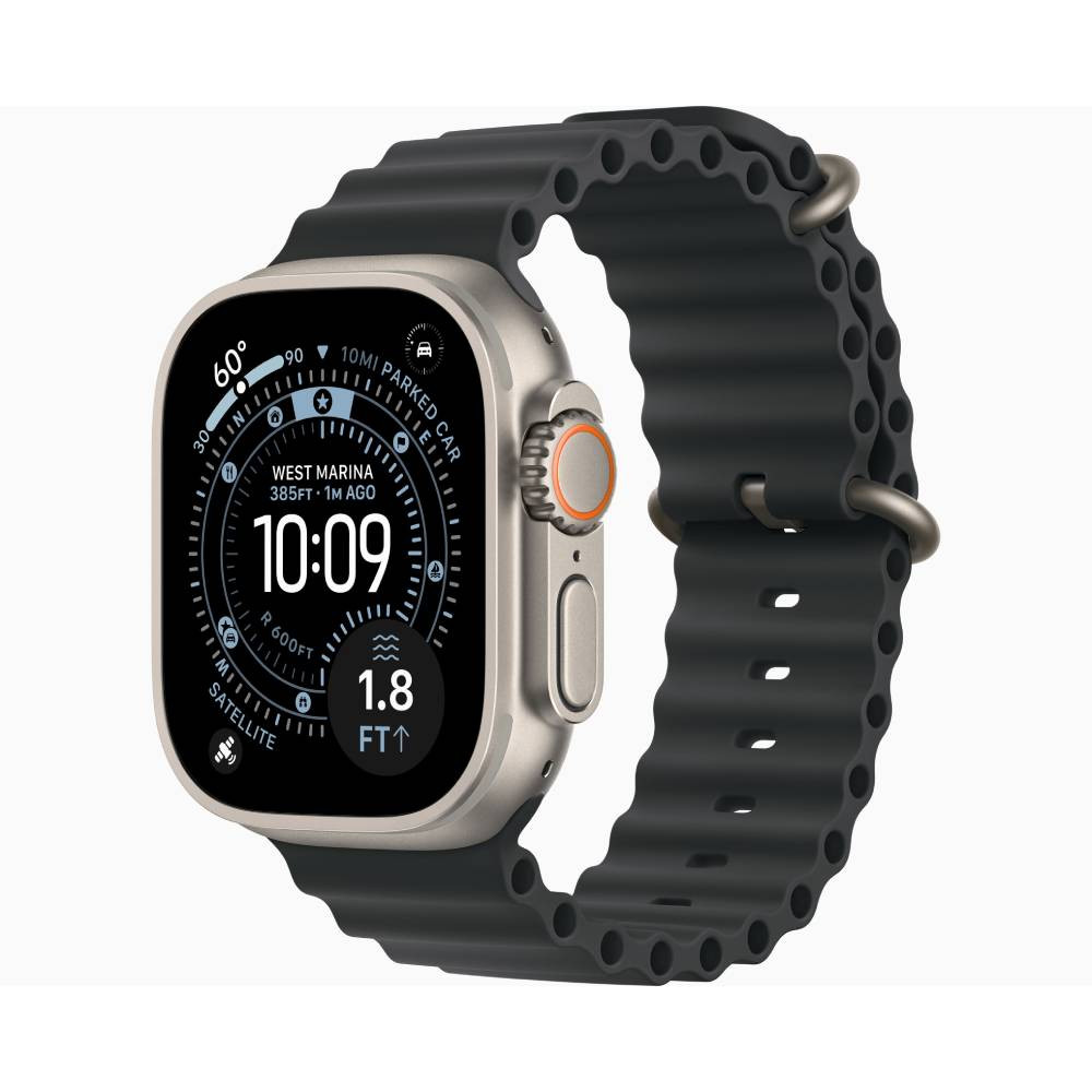 Apple Watch Ultra 3 Natural Titanium Case with Ocean Band Black