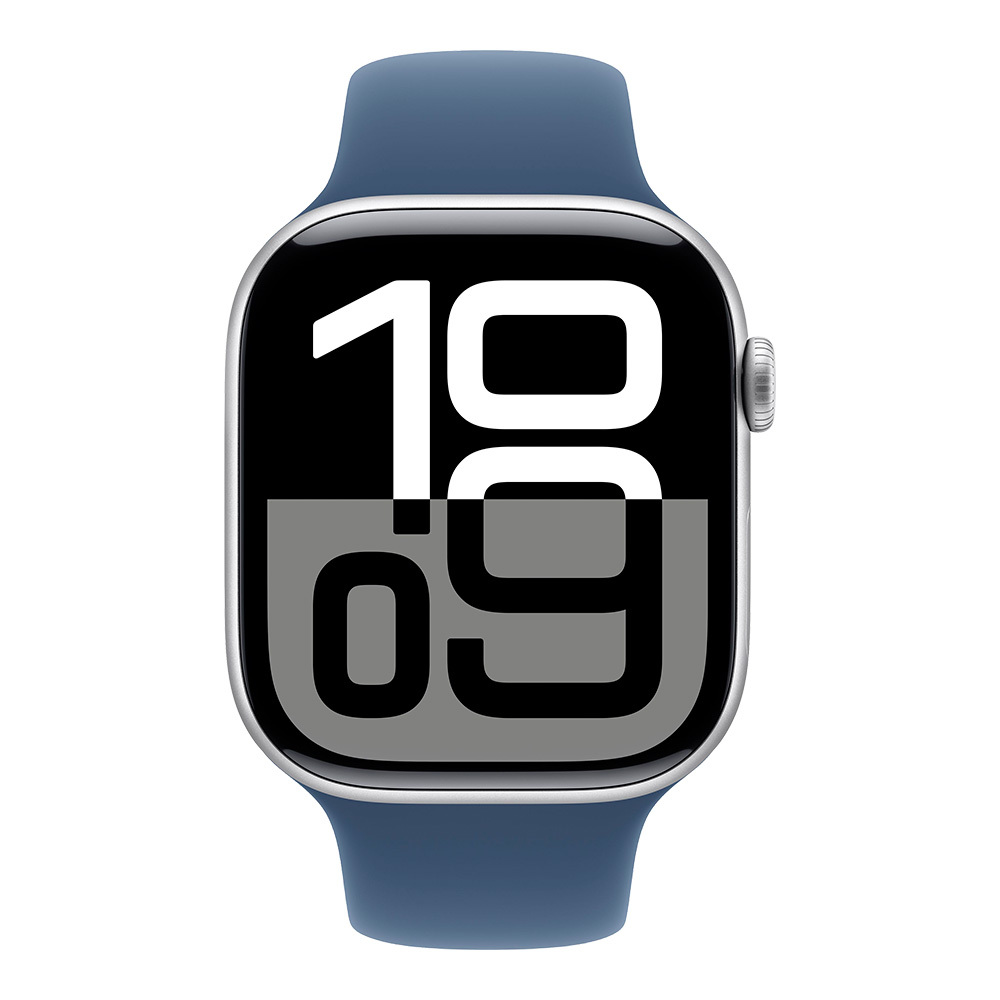 Apple Watch Series 10 GPS 46mm Silver Aluminum Case with Denim Sport Band M/L