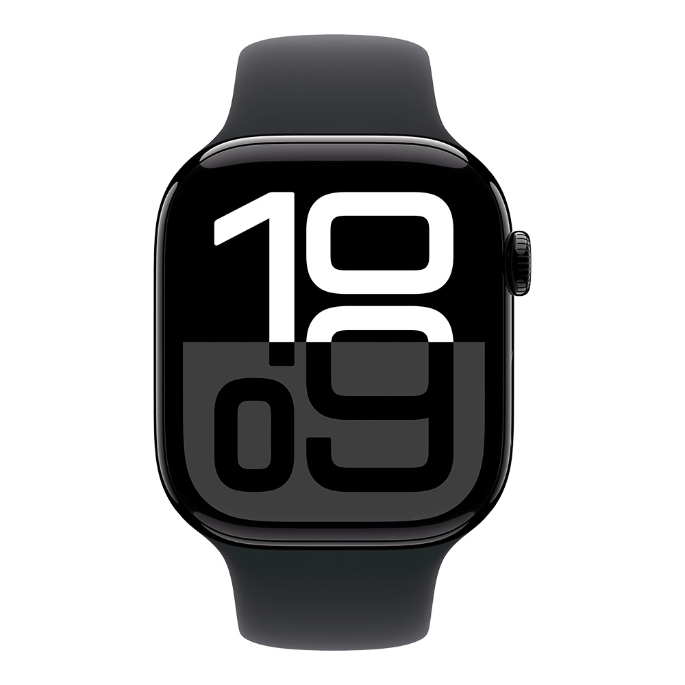 Apple Watch Series 10 GPS 46mm Jet Black Aluminum Case with Black Sport Band M/L