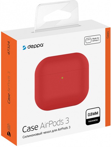 Силиконовый чехол класса Premium для AirPods 3 Deppa (красный)