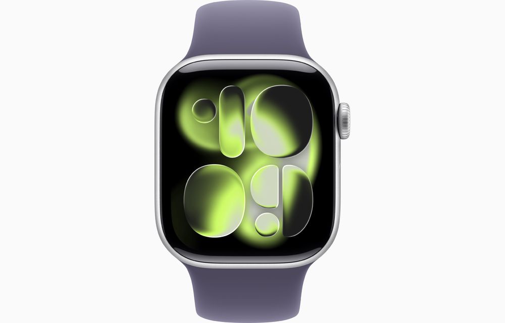 Apple Watch Series 11 GPS 42mm Silver Aluminum Case with Purple Fog Sport Band S/M