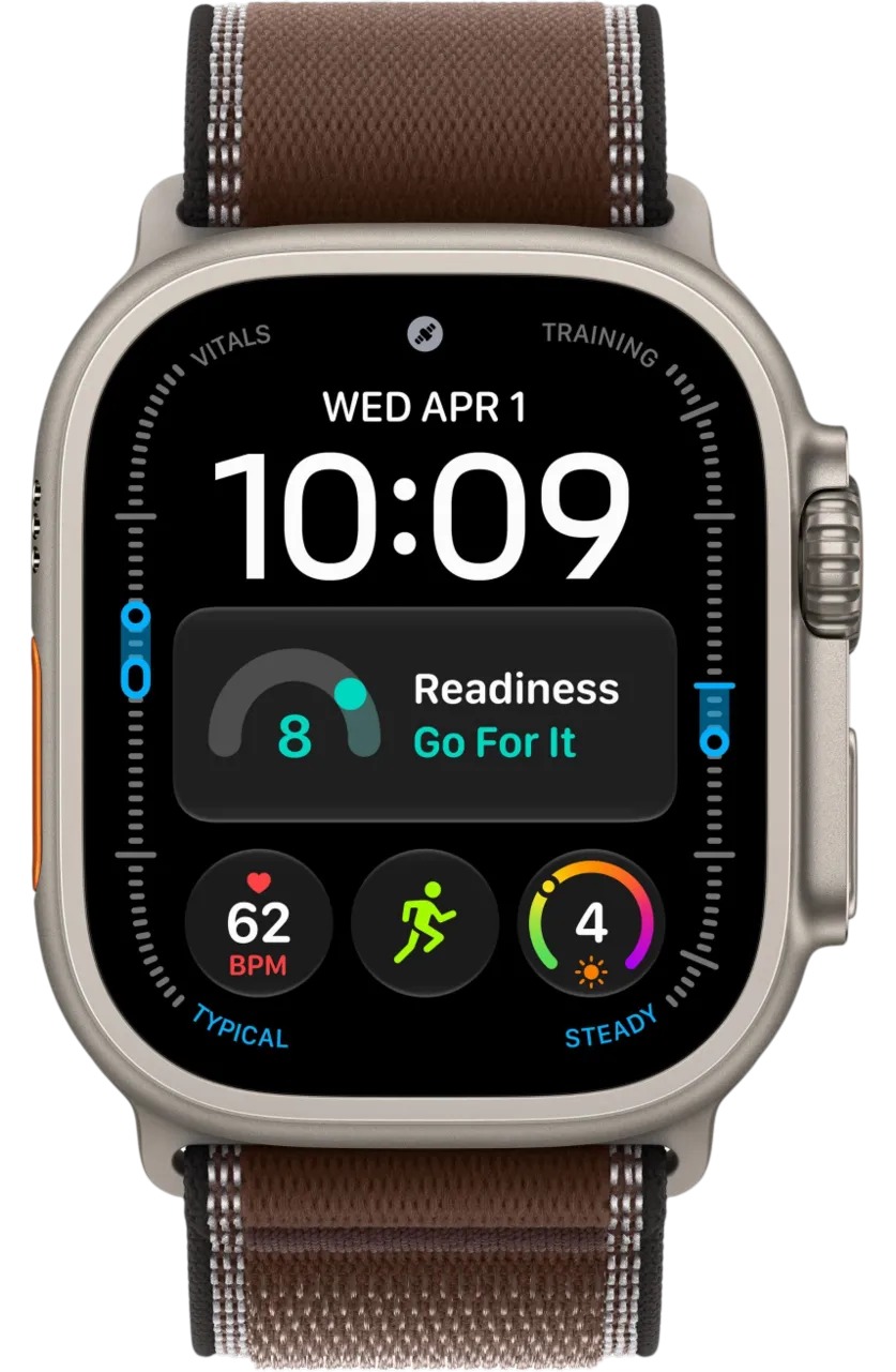 Apple Watch Ultra 4 Natural Titanium Case with Dark Umber Trail Loop S/M