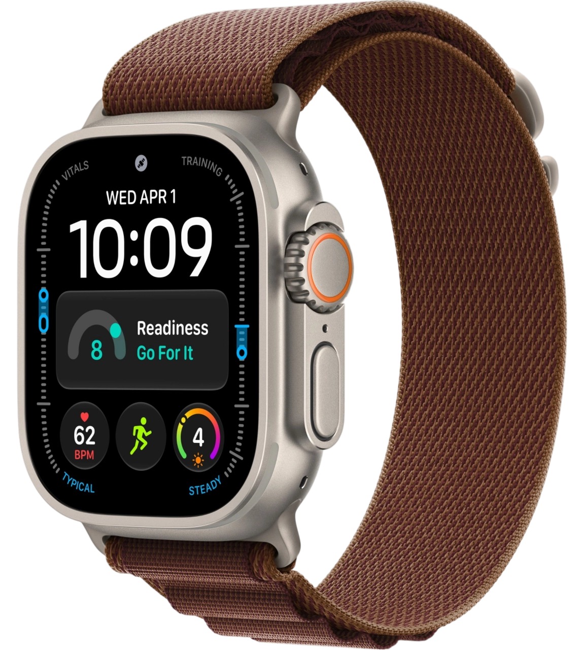 Apple Watch Ultra 4 Natural Titanium Case with Burgundy Alpine Loop S