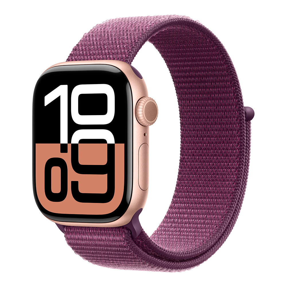 Apple Watch Series 10 GPS 42mm Rose Gold Aluminum Case with Plum Sport Loop