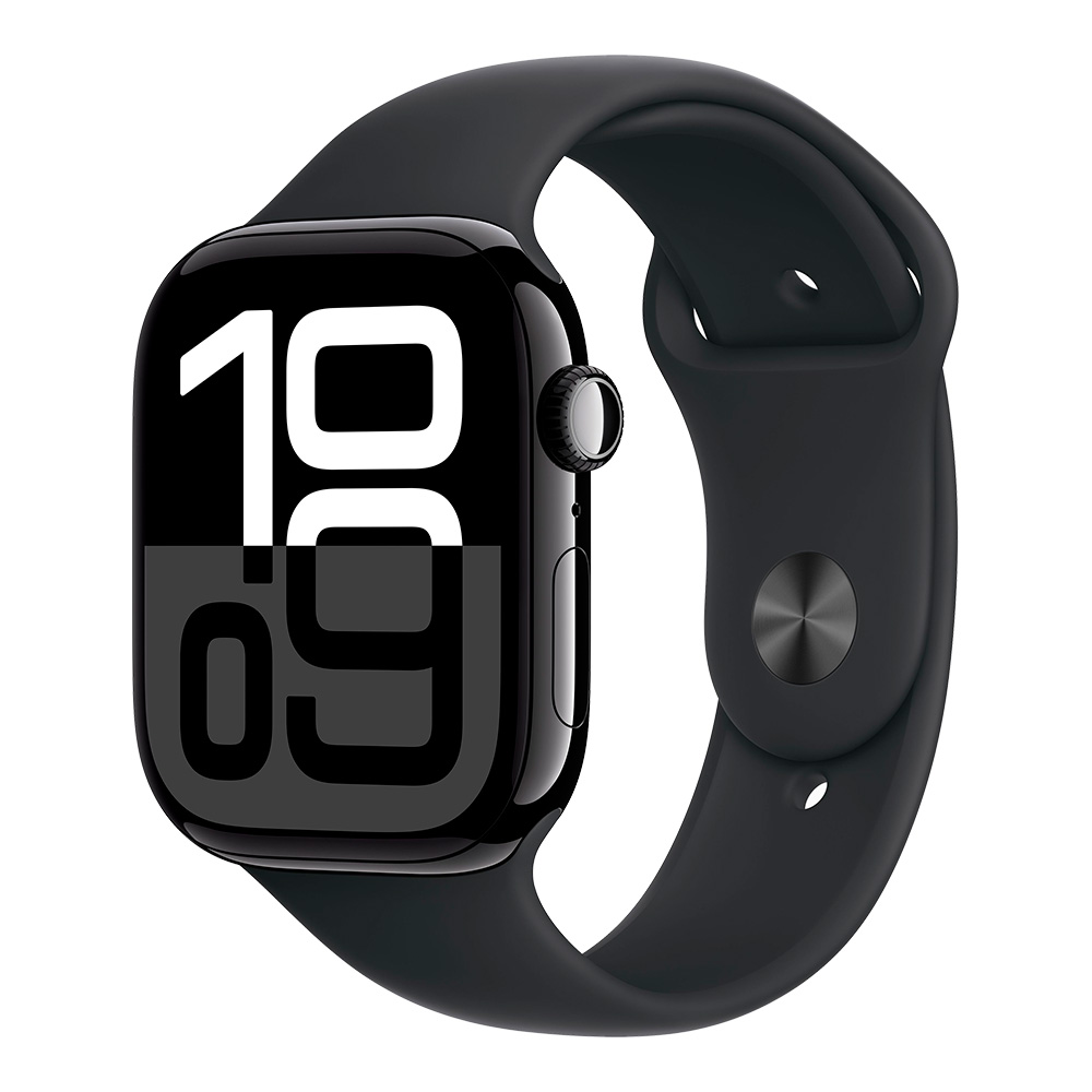 Apple Watch Series 10 GPS 46mm Jet Black Aluminum Case with Black Sport Band M/L