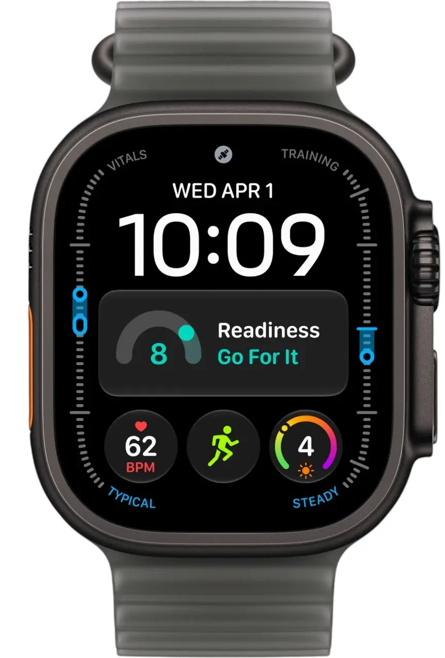 Apple Watch Ultra 4 Black Titanium Case with Translucent Black Ocean Band