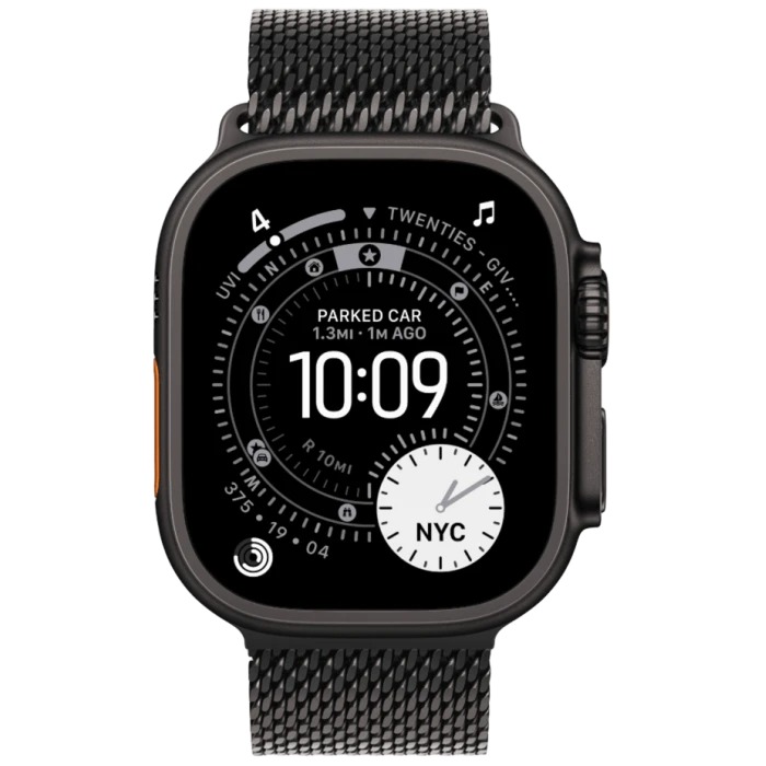 Apple Watch Ultra 3 Black Titanium Case with Titanium Milanese Loop Black S