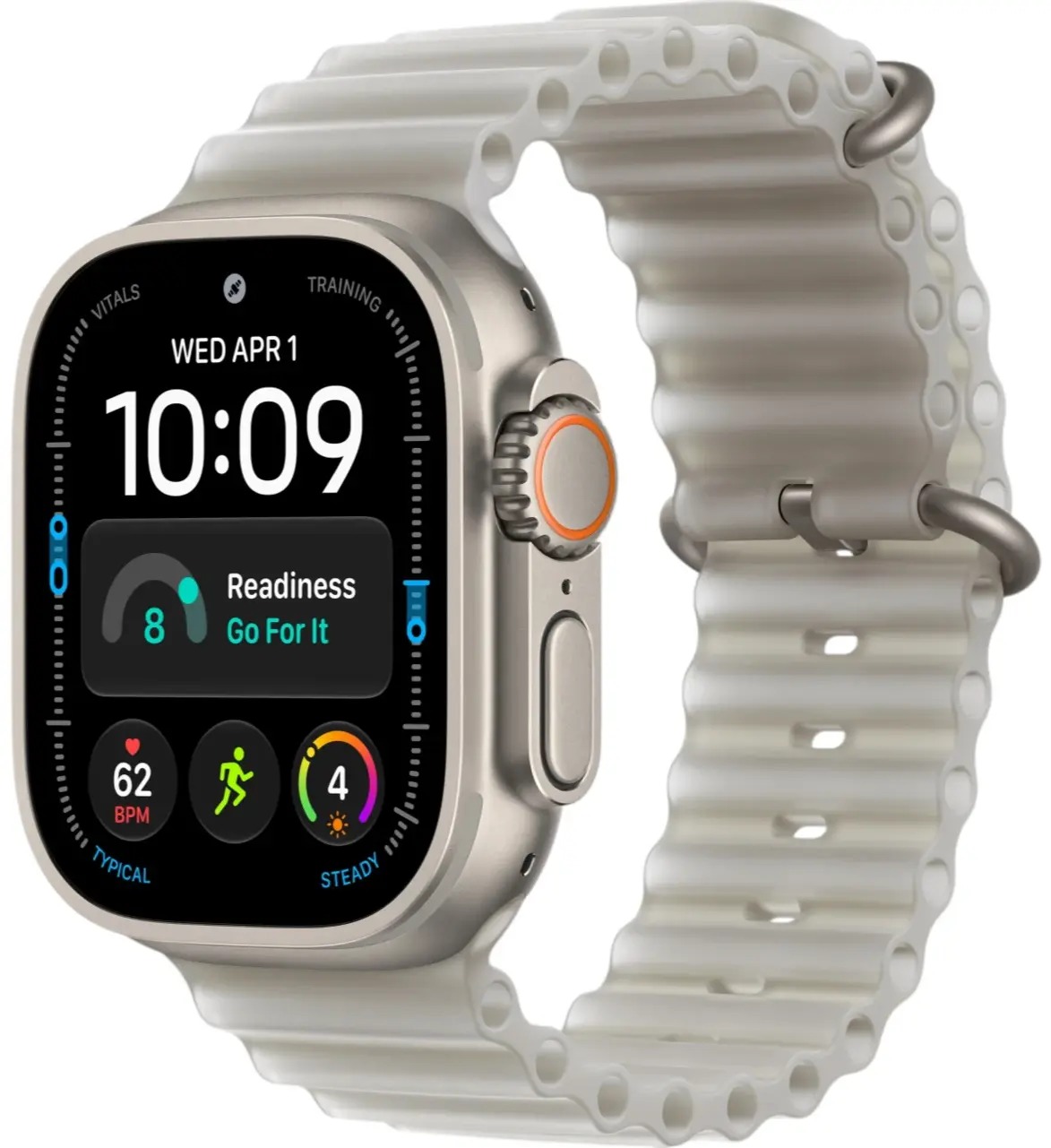 Apple Watch Ultra 4 Natural Titanium Case with Translucent Gray Ocean Band